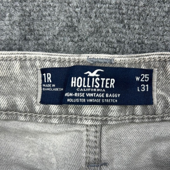 Hollister High Rise Vintage Baggy Cargo Jeans Women 1R 25x31 Light Wash Wide Leg - Picture 5 of 11